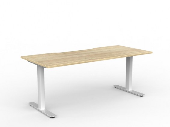 Agile Fixed Height Straight Desk White New Oak